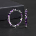 RZ0002 Abiding Jewelry Huggies Earrings Natural Amethyst Gemstone Custom 925 Sterling Silver Inside Out Hoop Earrings