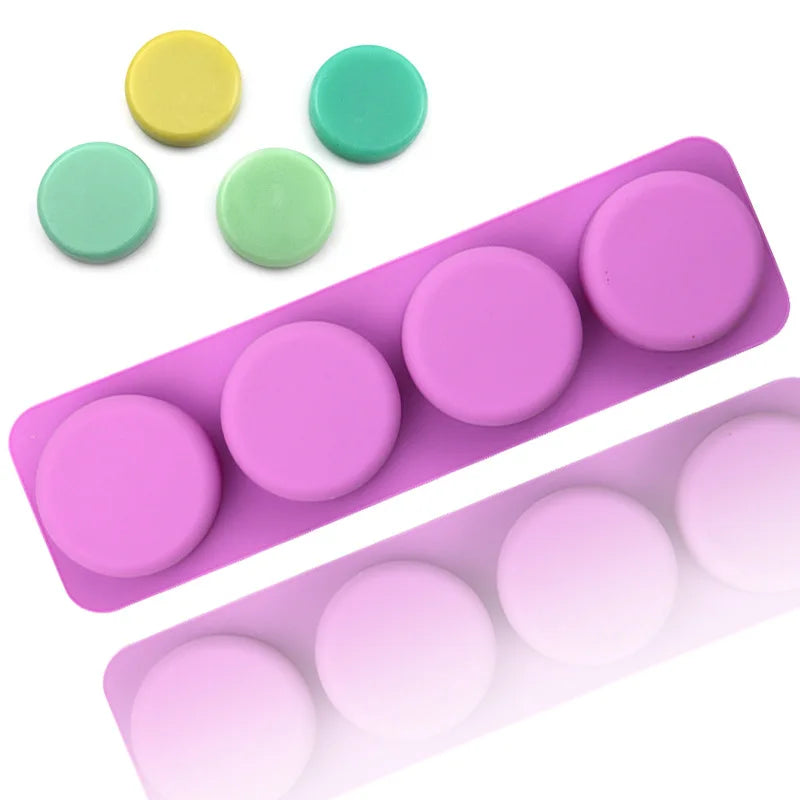 BPA Free 4 Cavity Silicone Round Soap Molds 6cm Oval Ice Mold Rectangle Cake Molds Cake Tools