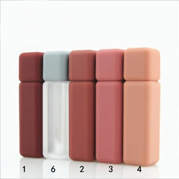 Hot Sale Lipstick Tube Packaging Plastic Matte pink Red Frosted Color Liptint 5ml Empty Lipgloss Tubes square
