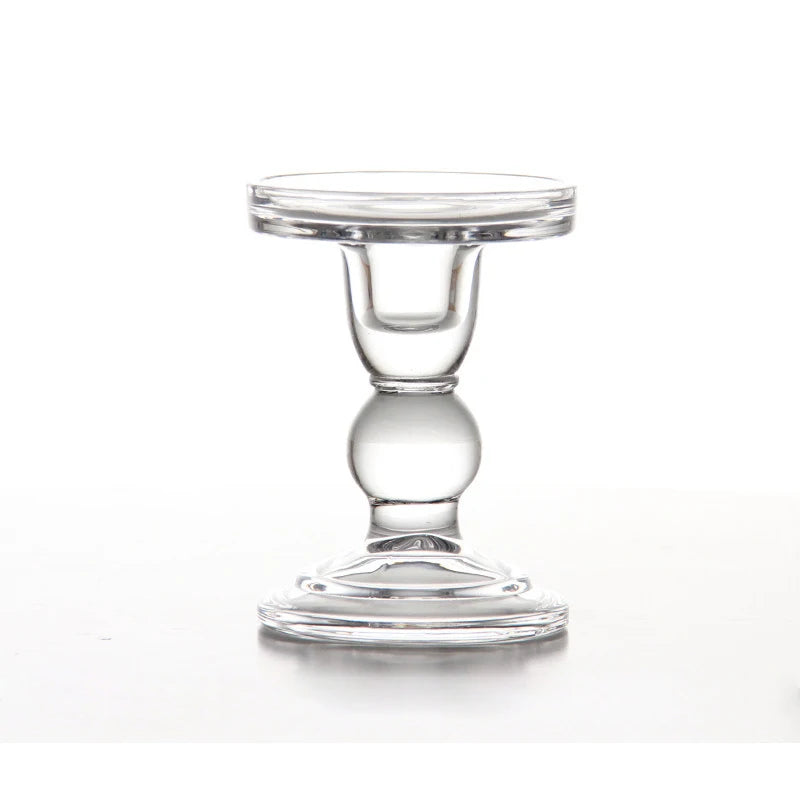 Wholesale Middle Size Glass Candle Stand Small Crystal Candle Holder Post Candlestick Holder Base