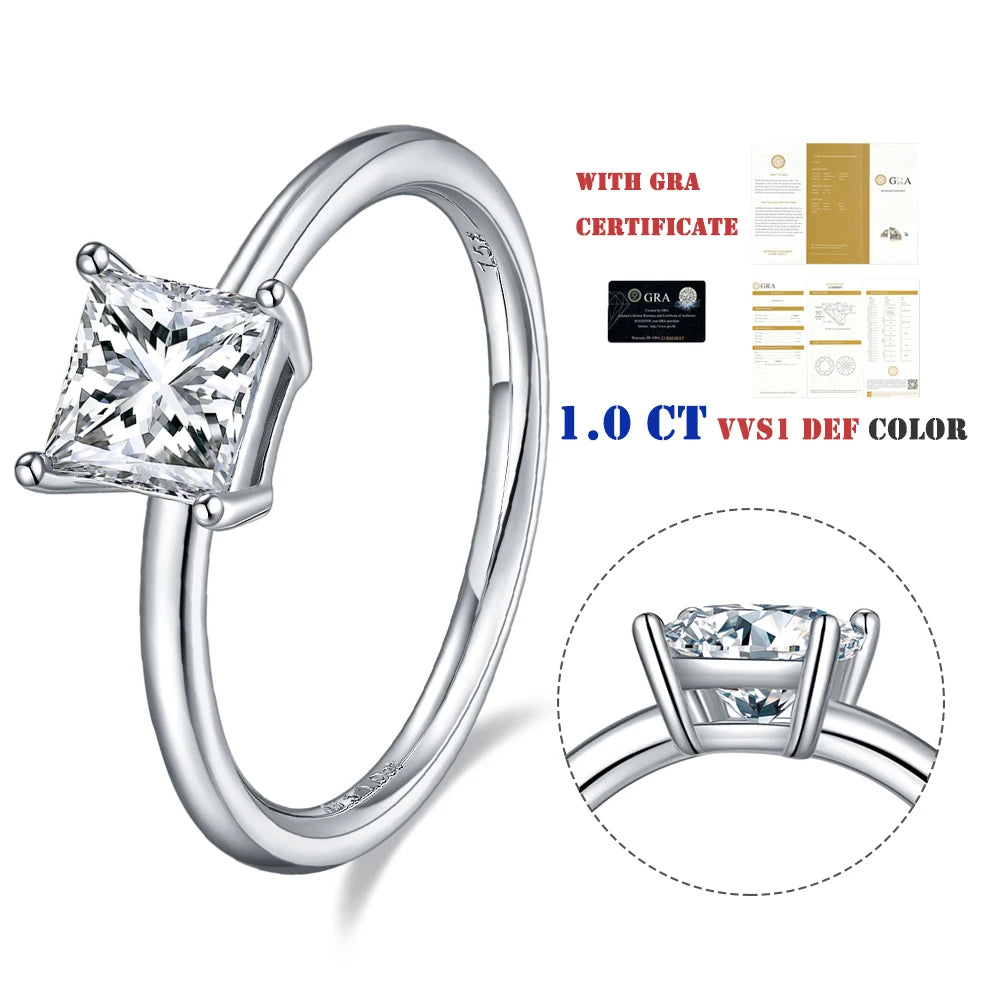 Abiding Jewelry Wholesale Woman Jewellery 925 Silver Gold Plated Square Princess Cut Custom Moissanite Ring