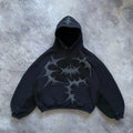 Customized Heavyweight Cotton Acid Washed Boxy Hoodie for Men Winter Pullover Distressed Patch Color Block Applique Embroidered