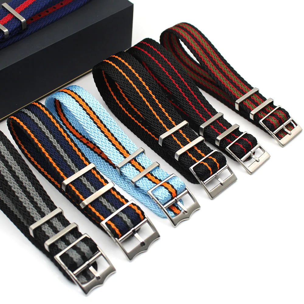 Ready to Ship Mixed Color High-Quality 1.4mm Thick 20mm Smooth Nylon Watch Strap Woven Canvas Watch Strap Wholesale