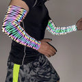 Men's Nylon Spandex Elastic Decorative Fashion zebra Pattern Iridescent Reflective Outdoor Sports Anti Uv Breathable Arm Sleeves
