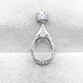 Sterling Silver 8*10mm Semi Mount Pendant Empty Frame Blank Support Setting S925 Base Holder Without Center Stone for DIY Inlay