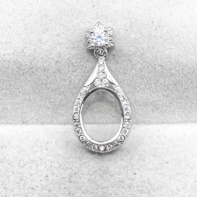 Sterling Silver 8*10mm Semi Mount Pendant Empty Frame Blank Support Setting S925 Base Holder Without Center Stone for DIY Inlay