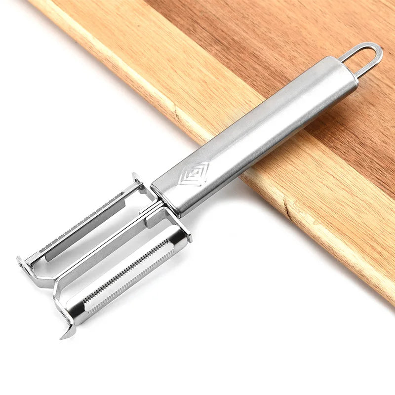2-in-1 Multifunction Kitchen Gadget Double Planing Grater Slicer Stainless Steel Potato Peeler Cheese Knives Fruit Vegetables