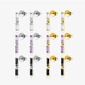 FUAMAY Aretes De Plata 925 Sterling Silver White Purple Black Zircon Charm Stud Earrings