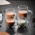 12 Oz Double Walled Glass Coffee Mugs with Handle Insulated Layer Cups Clear Borosilicate Glass Mugs for Tea Hot Beverage Wine