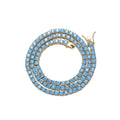 Sea Blue Zircon Brass 4mm 16" 18" 20" Tennis Chain 1 Row Necklace Hip Hop Bling Jewelry Cz Tennis Chain