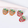 Fashion Ins Fruit Strawberry Fashion Earrings Red Yellow Enamel Strawberry Stud Earrings Women Cute Jewelry