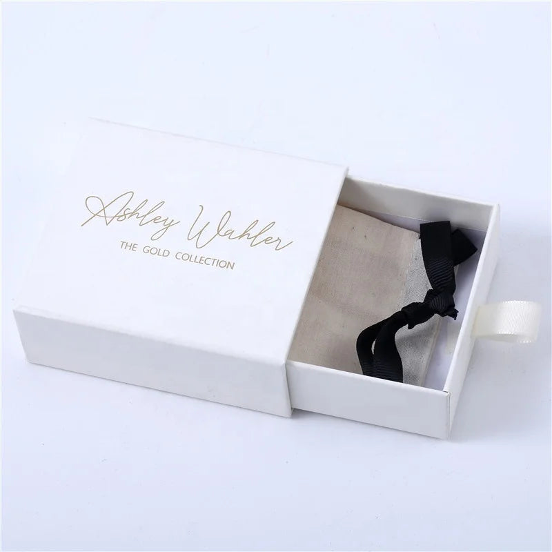 Custom Made Cardboard Drawer Gift Box Draw String Velvet Pouch for Jewelry Packaging Sponge Features Matt Lamination Embossing