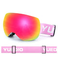 YUEDIO Dual-Layer Lens Frameless Snow Goggles with Adjustable Elastic Strap and Anti-Slip Silicone for Skiing