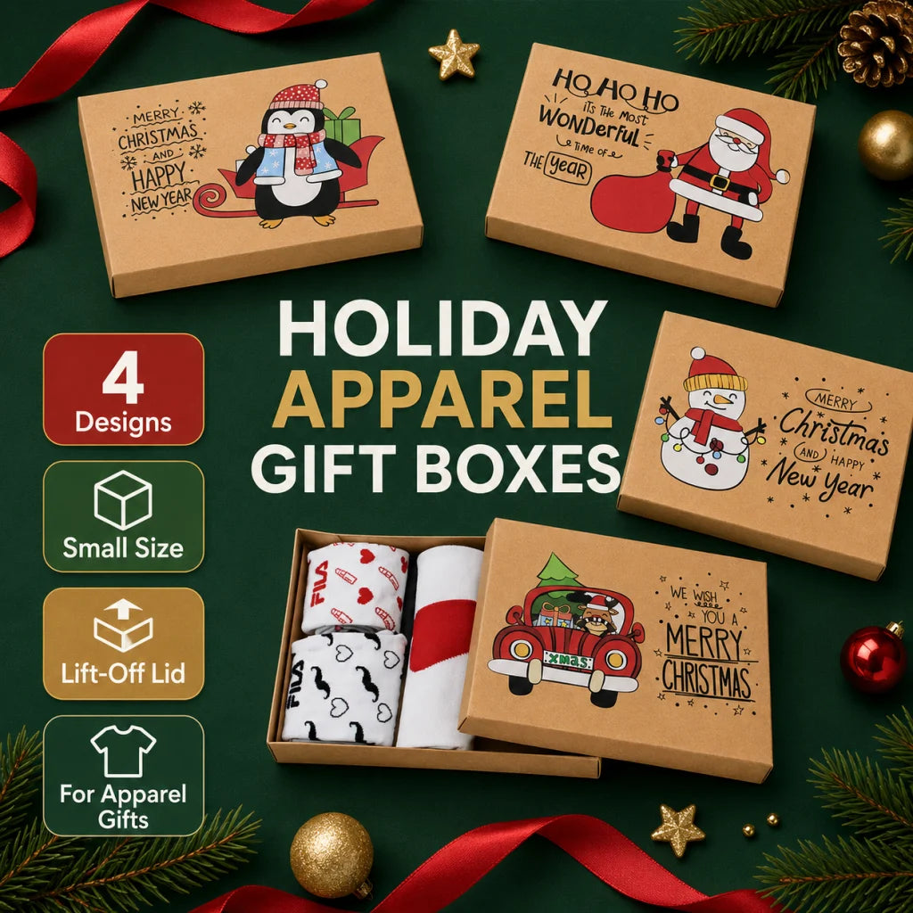 3 Sizes Recyclable Kraft Paper Christmas Gift Boxes for Holiday Favors Presents & Wrapping