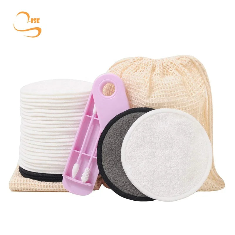 3.15" Round Eco-friendly Bamboo Terry Cosmetic Pads All Skin Soft Reusable Makeup Remover Face and Body Scrub