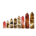 Wholesale Multi-Sized Fire Cherry Quartz Stone Hexagonal Pillar Crystal Decoration Office Ornament Tower Stone Crafts DIY Gift