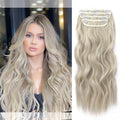 Wholesale 17 Colors Double Drawn Long Wavy Synthetic 20 Inch Curly Ombre Blonde 4Pcs Invisible Seamless Clip in Hair Extension