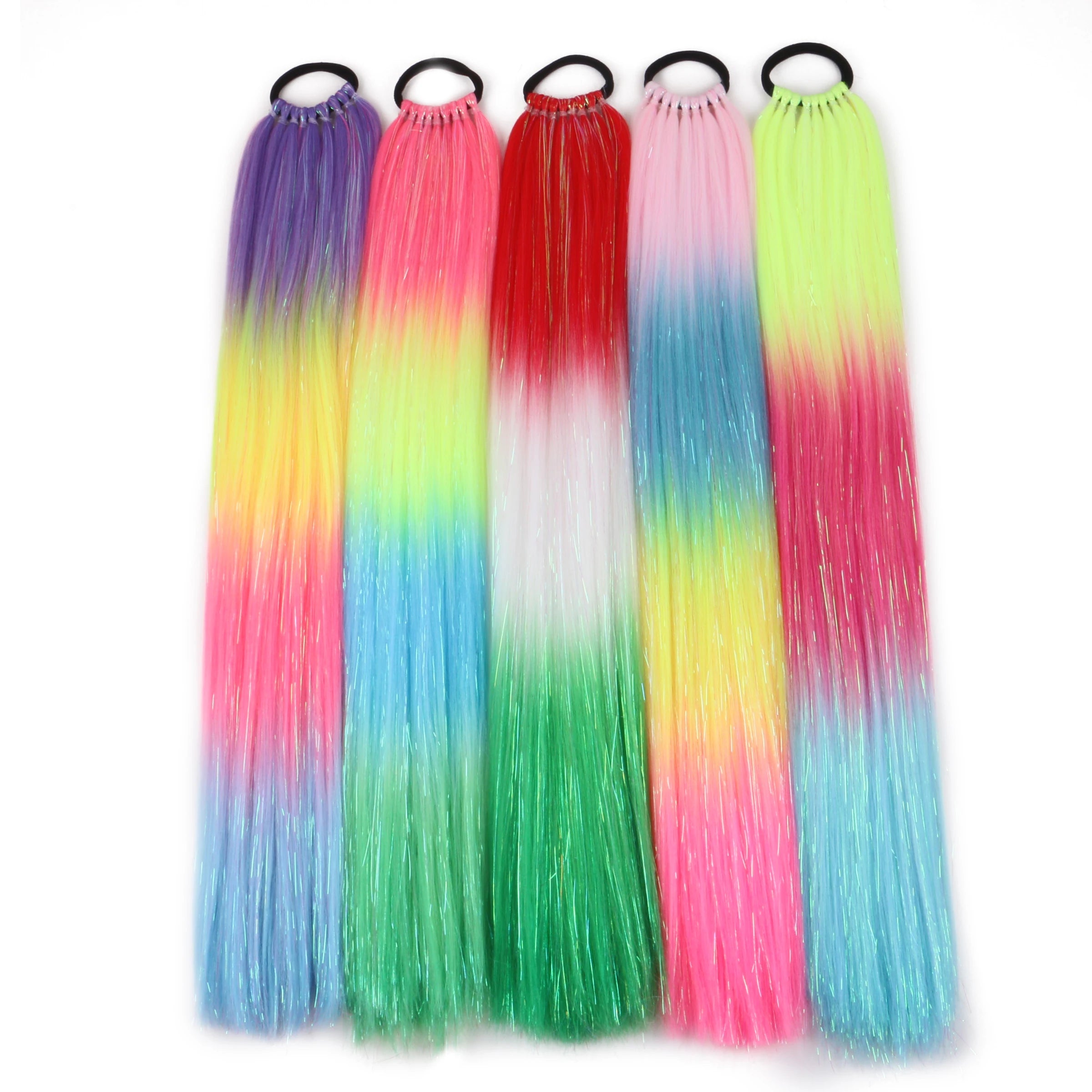 Australia Order Straight Black Tie Hair Tinsel  50 PCS