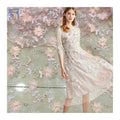 YX2706 Chinese Wholesale Fuchsia Lace Fabric Floral Garden Embroidery Lace Fabric for Tablecloths
