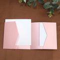 Rose Pink Tri-fold Card Pocket With Insert Wedding Invitations With RSVP Cards and Envelopes