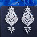 Elegant American European Royal Design White Cubic Zirconia Long Dangle Drop Chandelier Bridal Wedding Earrings Jewelry