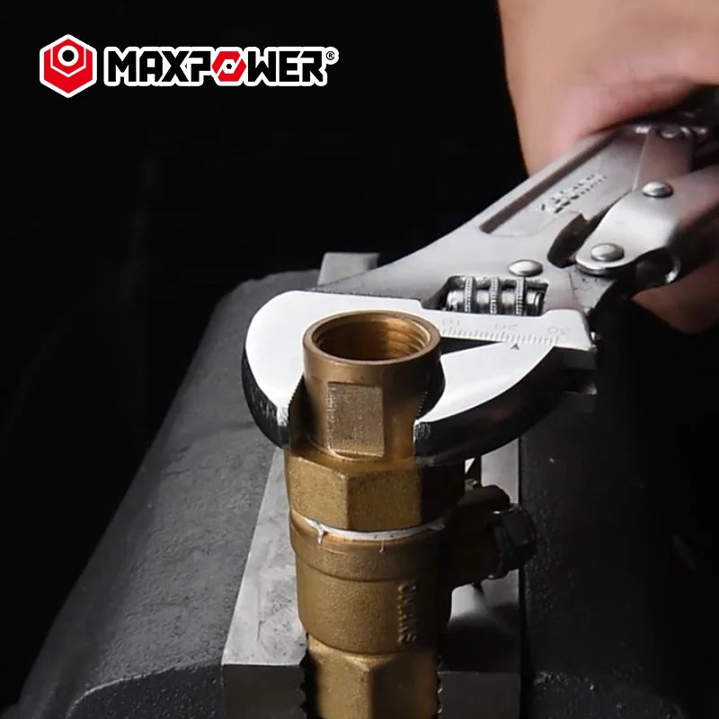 MAXPOWER Adjustable Wrench 10 Inch Jaw Metric Locking Wrench for Repair