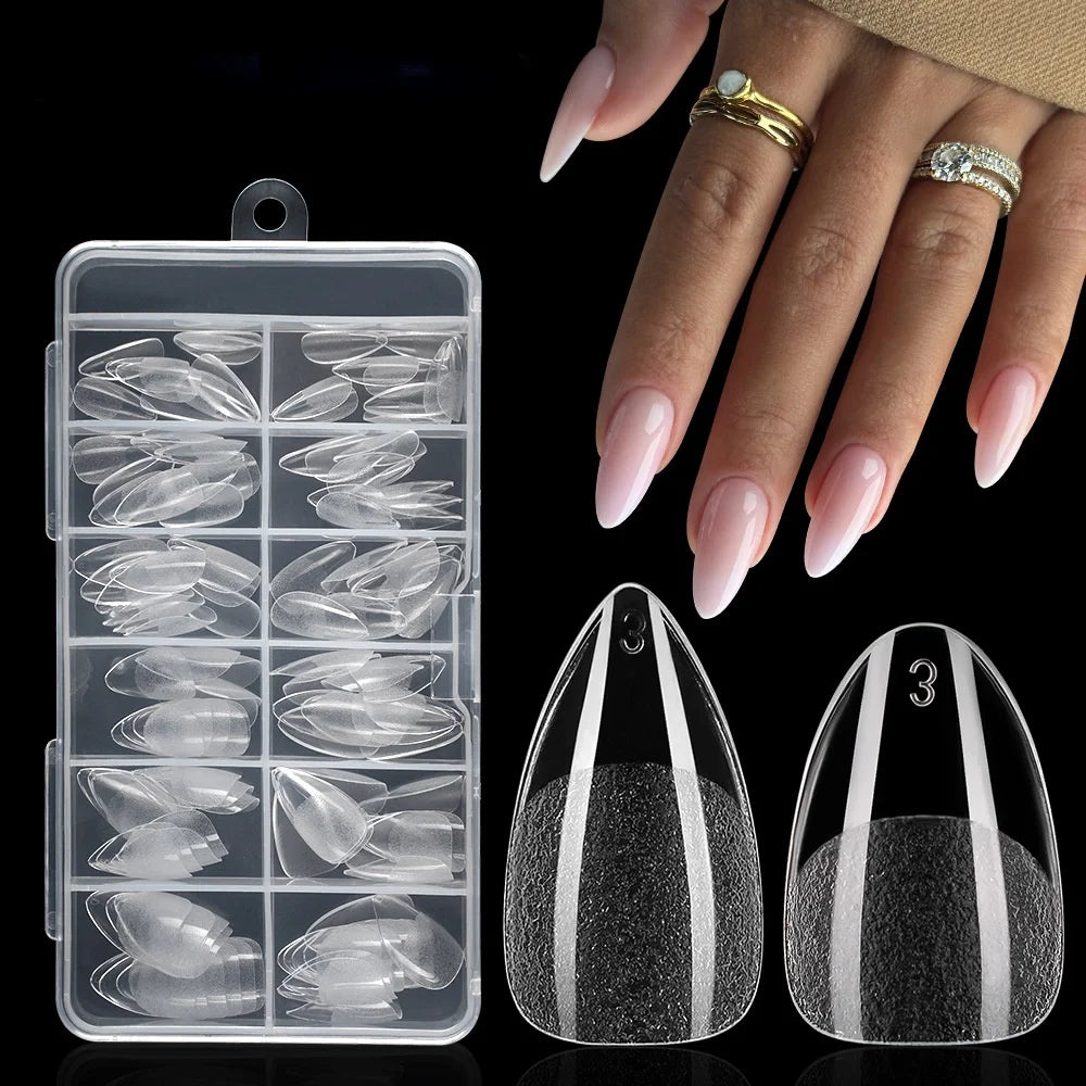 120/240pcs Box OEM Full Cover Transparent Stiletto Soft Gel Gelly Tips Artificial Finger False Half Matt Nail Tips