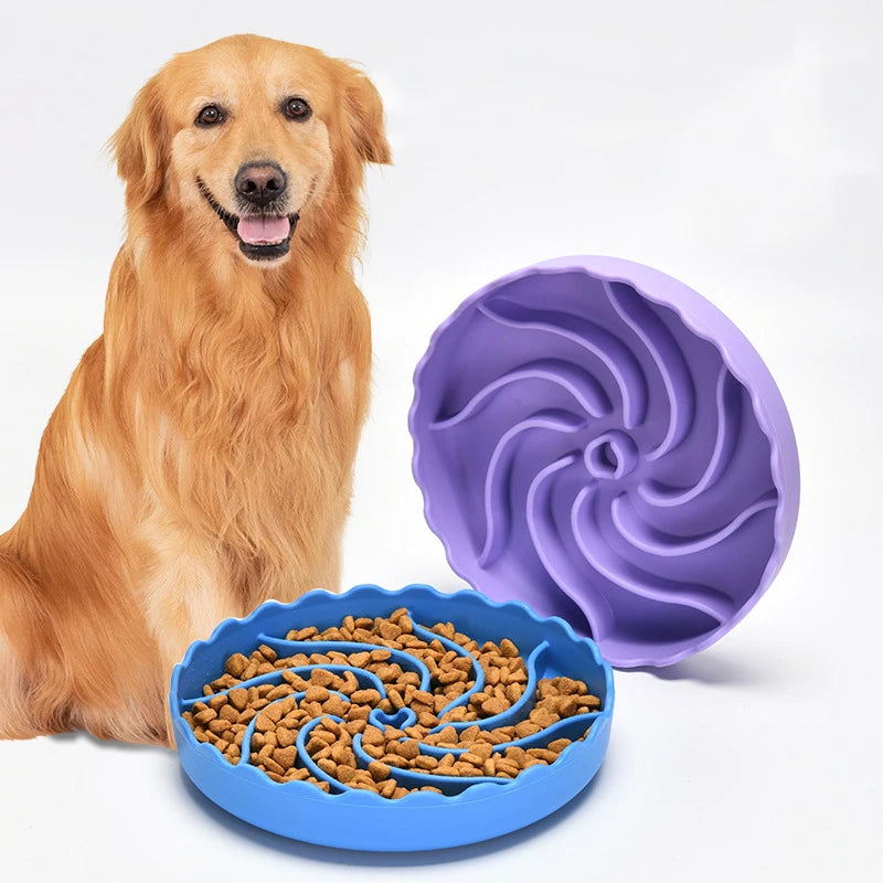 Solid Anti-Slip Anti-Tipping Eco-Friendly Slow Food Dog Bowl Food Grade Silicone Pet Bowl Suction Cup Dog Licking Rice Bowl