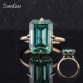 Starsgem 10K Yellow Gold Solitaire Style 10ct Emerald Cutting Green Color Moissanite Engagement Ring