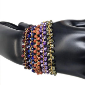 4MM Natural Stone Cut Shiny Bead Tourmaline Amethyst Peridot Garnet Crystal Quartz Handwork Bracelet Adjustable Women Jewelry
