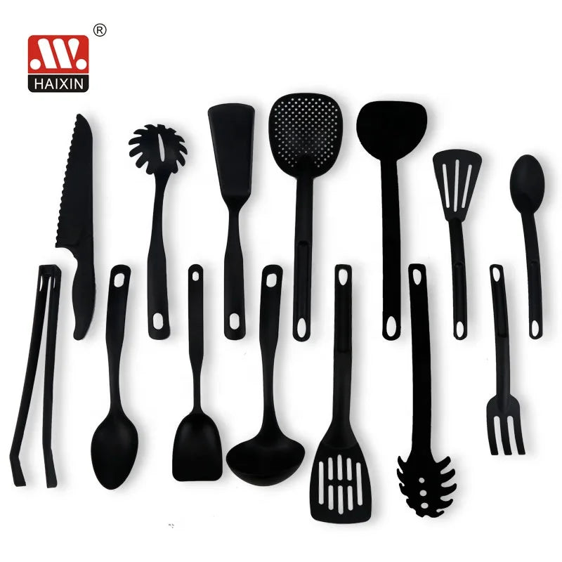 Haixin Nylon Black Kitchen Gadgets Kithenwares Set with Spatula Utensil De Cozinh Kitchen Tool Kitchen Utensils Accessories