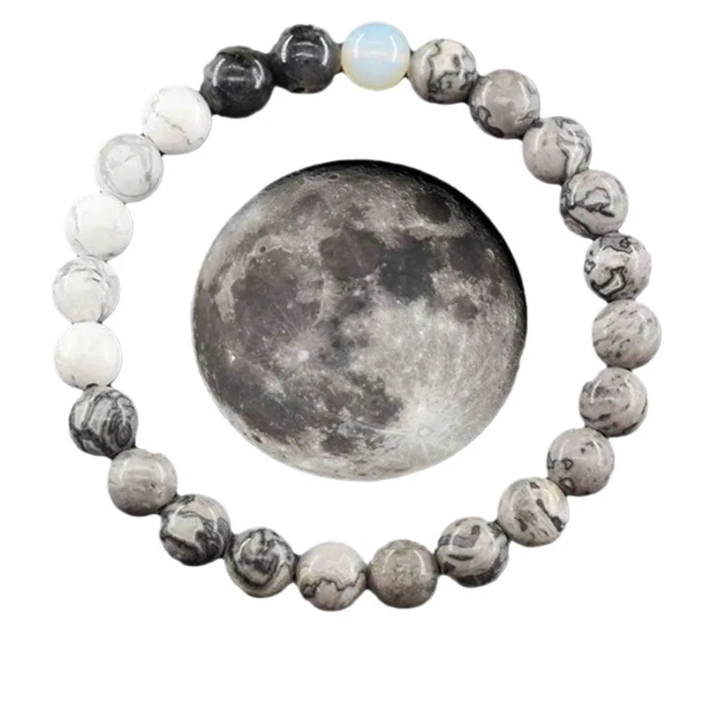 Fashion 2024 New Star Jewelry Space Eight Planets Colorful Natural Stone Beaded Bracelet for Men's and Women's Holiday Gifts