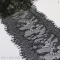 100% Nylon Scalloped Black French Eyelash Lace Trim 23cm Soft Inelastic Chantilly Lace Trim for Women's Sexy Dresses