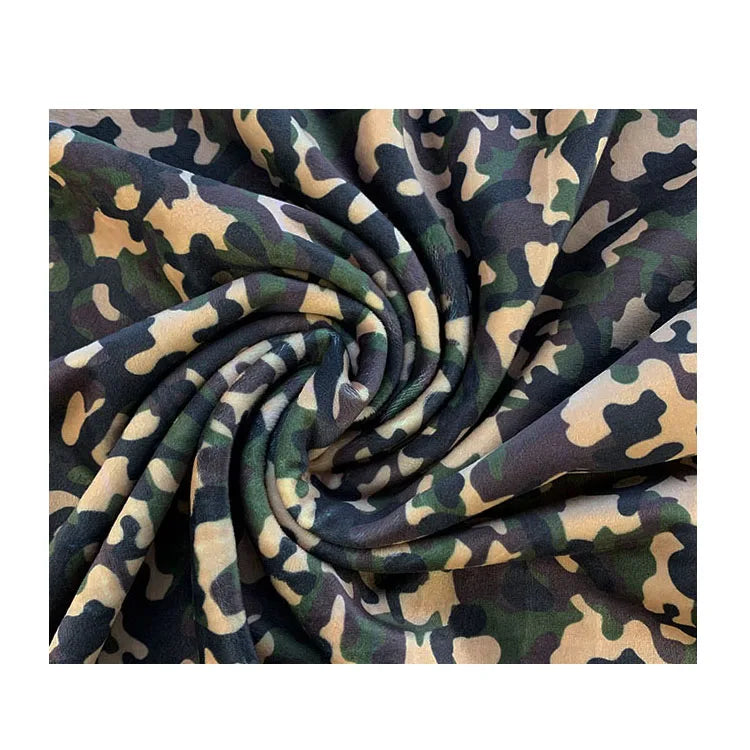Double Minky 80 Cotton 20 Polyester 600d Polyester Spandex Hunting Camo Printed Velvet Fabric