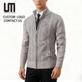 Custom Wholesale New Arrivals Autumn Winter Thick Warm Stand Collar Jacket Coats Knitted Cardigan Sweater for Men