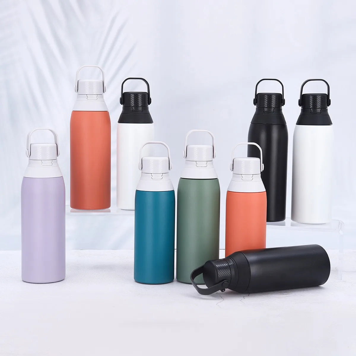 Portable 500ML/750ML Double Wall 304/201 Stainless Steel Vacuum Insulated Thermos Flip Lid Custom Logo 1L Bullet Shape Straw