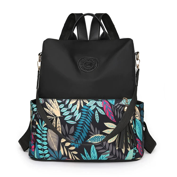 Flower Prining Ecological Korean Nylon Outdoor Sports Women Mini Bagpack for School