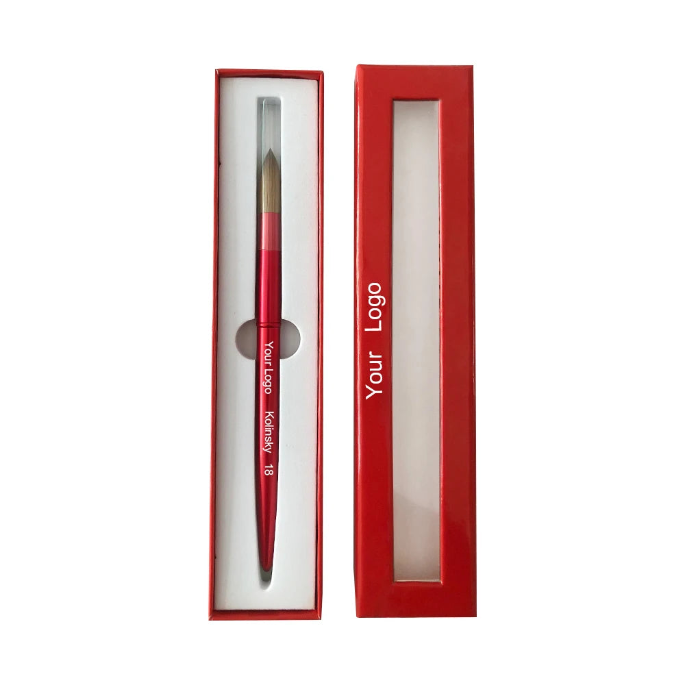 Custom logo 100% Pure Kolinsky Hair Rhinestone Acrylic Professional Nail Liner UV Gel Art Brush Kit