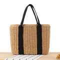 2025 New Women Handbag Polyester Cotton+paper Rope for Holiday Beach Leisure High-capacity Tote Bag Color Light Brown
