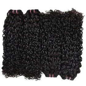 Unprocessed Brazilian Virgin Remy Cuticle Aligned Water Wave Human Bundles 9A 10A 13x4 Natural Black Weaving Machine Double Weft