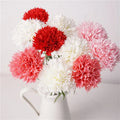 Real Touch PU Artificial Single Carnation Flower Branch Artificial Flower Ball Red and White for Mother's Day Bouquet