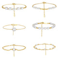 New Arrival Dainty Classic Adjustable 14K Gold Plated 925 Sterling Silver Cultured Freshwater Pearl Bracelets for Women Girl