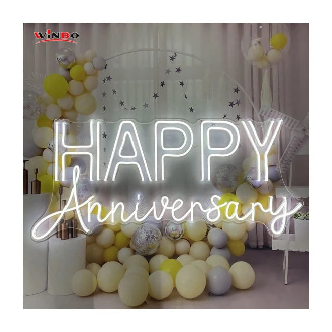 Winbo Dropshipping Custom Led Light Neon Sign Room Home Decoration Free Design Happy Anniversary Neon Sign