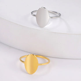 BINSHUO Wholesale Custom Stainless Steel Jewelry Titanium Steel DIY Laser Engraving LOGO Elliptical Smooth Ring for Men Women