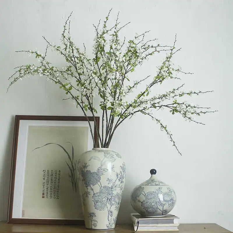 Jingdezhen Vintage Decorative Jar Ornaments New Chinese-Style Blue White Porcelain Vase Hydroponic Flower Arrangement for Home