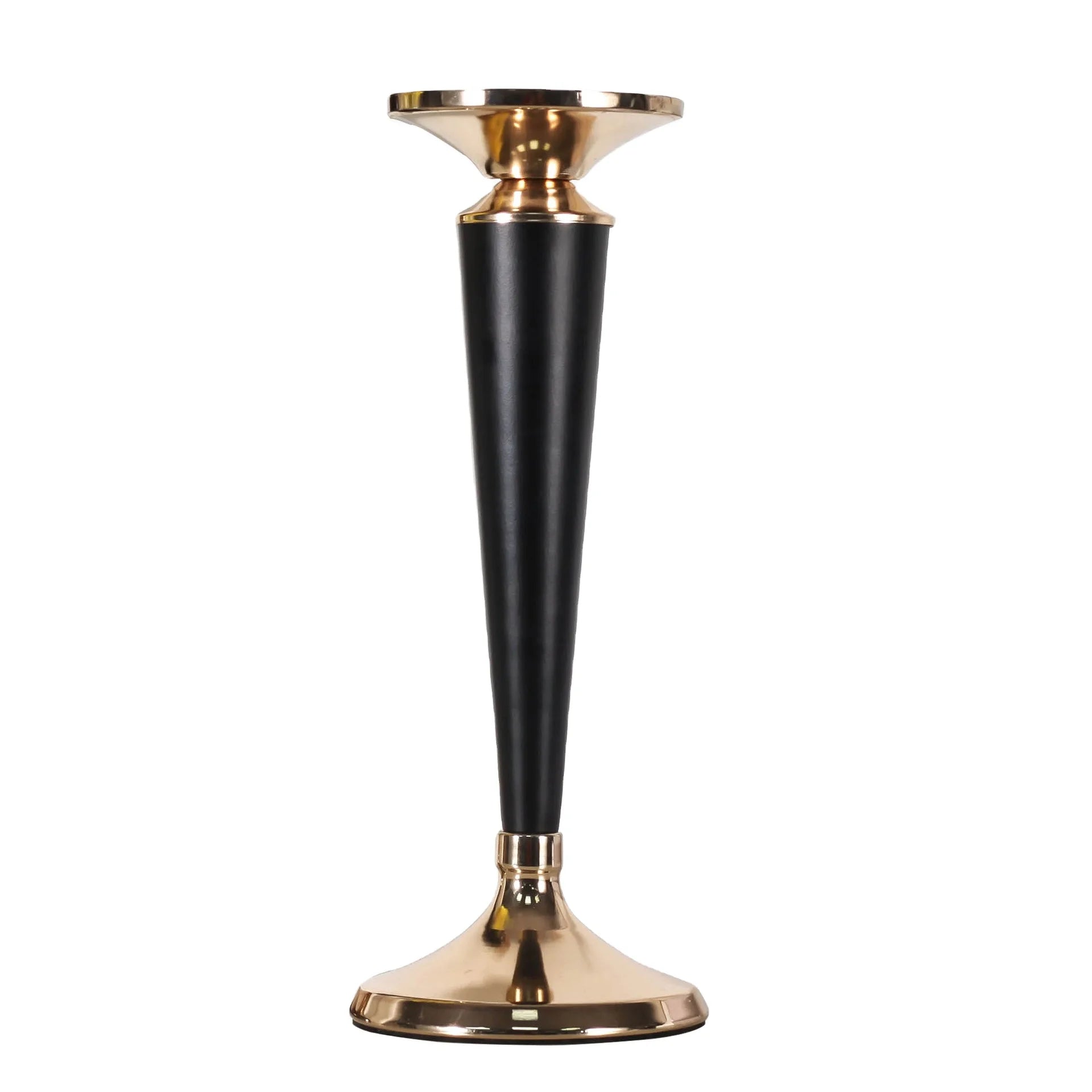 New Modern Luxury Handmade Wedding Home Decoration Black Gold Matte Metal Candlestick Holder