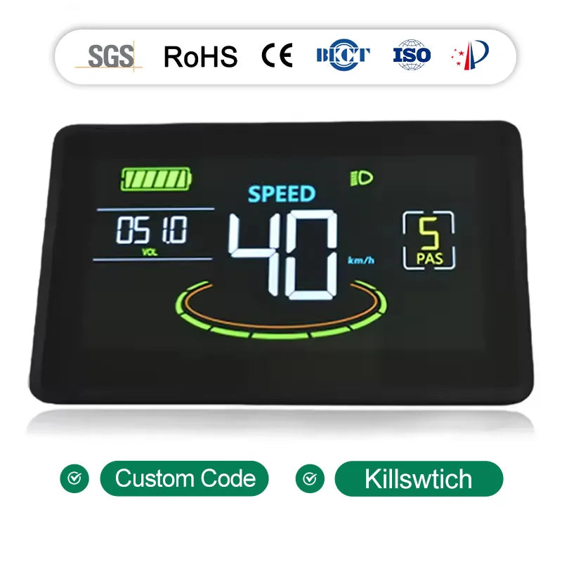 Multifunctional Ebike Display with Backlit LCD Screen Speed Distance and Odometer Compatible with Electric Bikes and Scooters