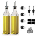 500ml Square Clear Olive Oil Glass Bottle With Stainless Steel Spout Vinegar Sauce Oil Bottle for Kitchen Baking Support Custom