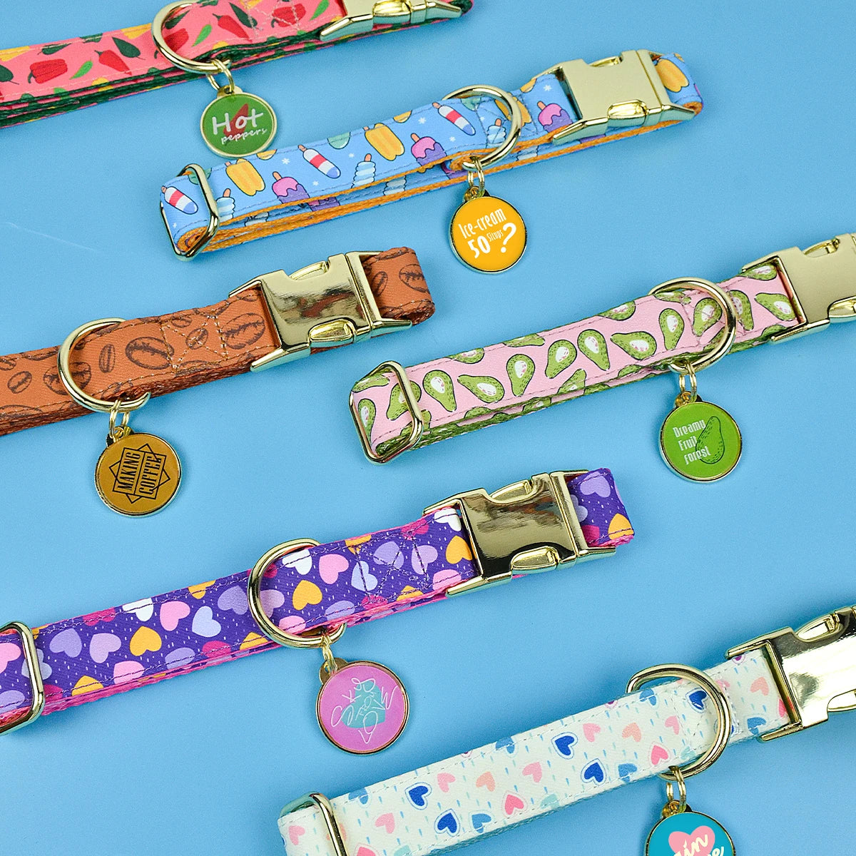 MIDEPET Factory Direct Sales Adjustable Small Dog Cat Collar Necklace Cute Print Quick Release Metal Buckle Nylon Alloy Ribbons