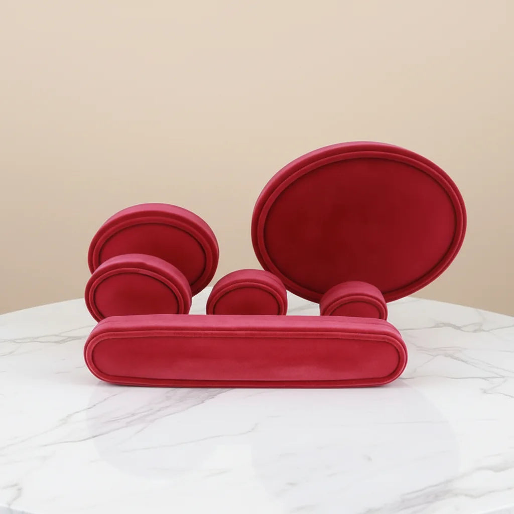 New Design Hot Sale Fancy Oval Shape Velvet Packaging Necklace Earrings Ring Jewelry Box